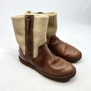 UGG Rosalie Knit/Leather Mid Calf Boots 7